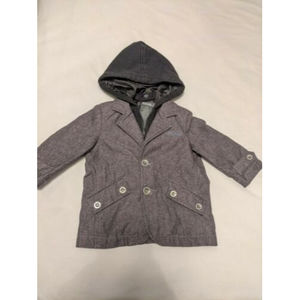 Kenneth Cole Reaction Boys Black Denim Jacket Size 18 Months Hooded Lining Gray